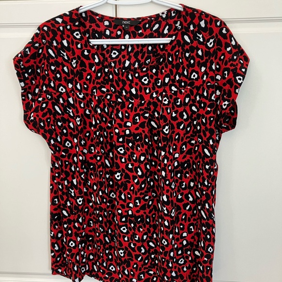 Red / black leopard style print casual top - Picture 1 of 8